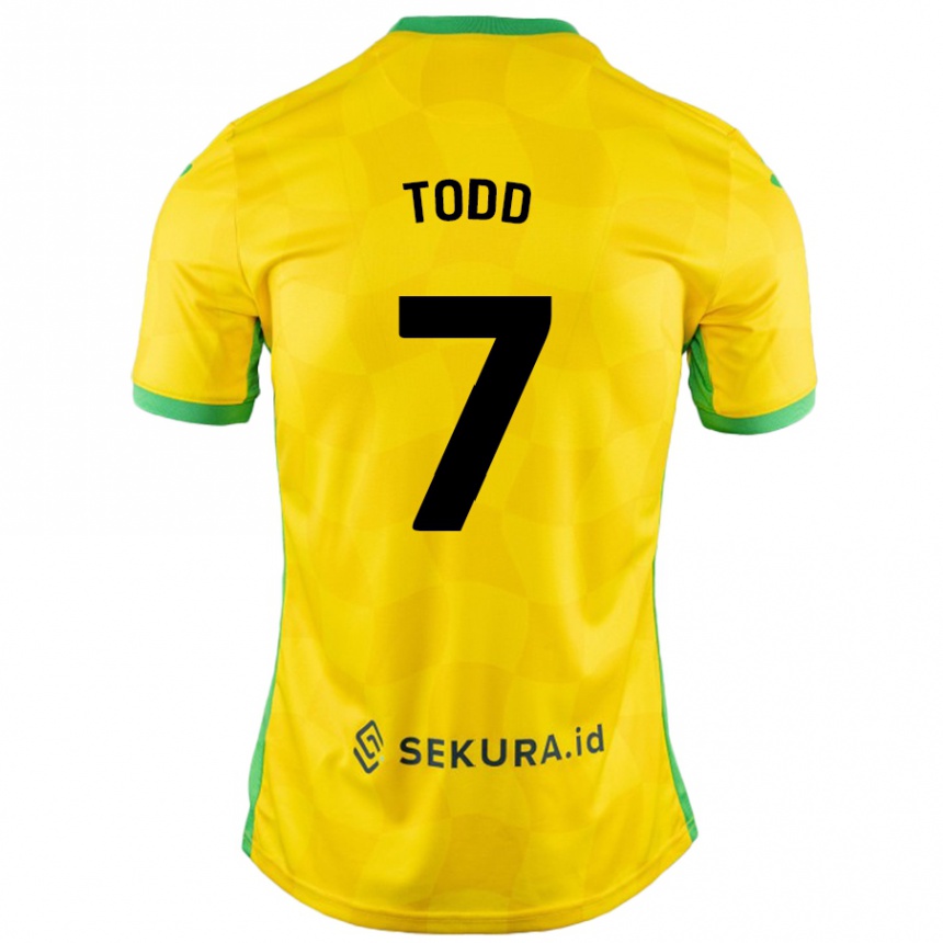 Niño Fútbol Camiseta Megan Todd #7 Amarillo Verde 1ª Equipación 2024/25 Perú