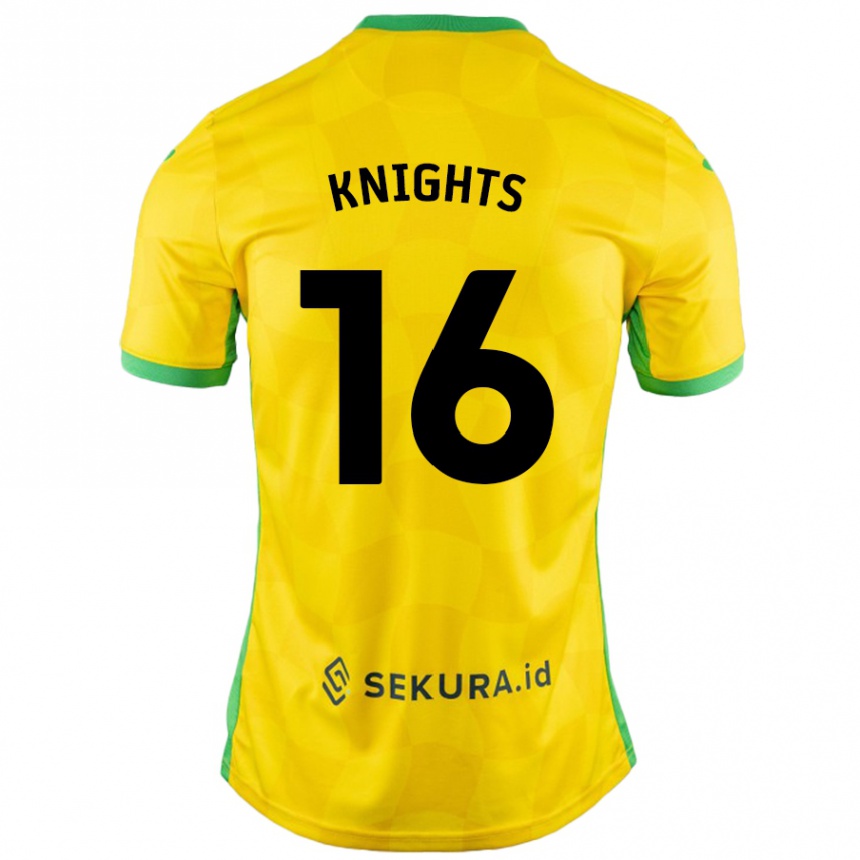 Niño Fútbol Camiseta Katie Knights #16 Amarillo Verde 1ª Equipación 2024/25 Perú