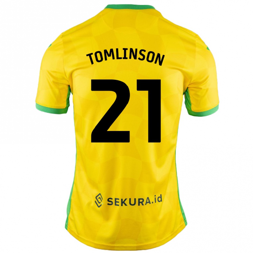 Niño Fútbol Camiseta Lauren Tomlinson #21 Amarillo Verde 1ª Equipación 2024/25 Perú