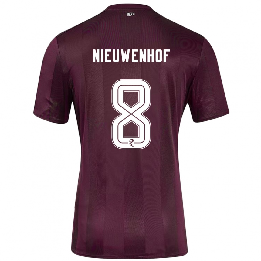 Niño Fútbol Camiseta Calem Nieuwenhof #8 Borgoña 1ª Equipación 2024/25 Perú