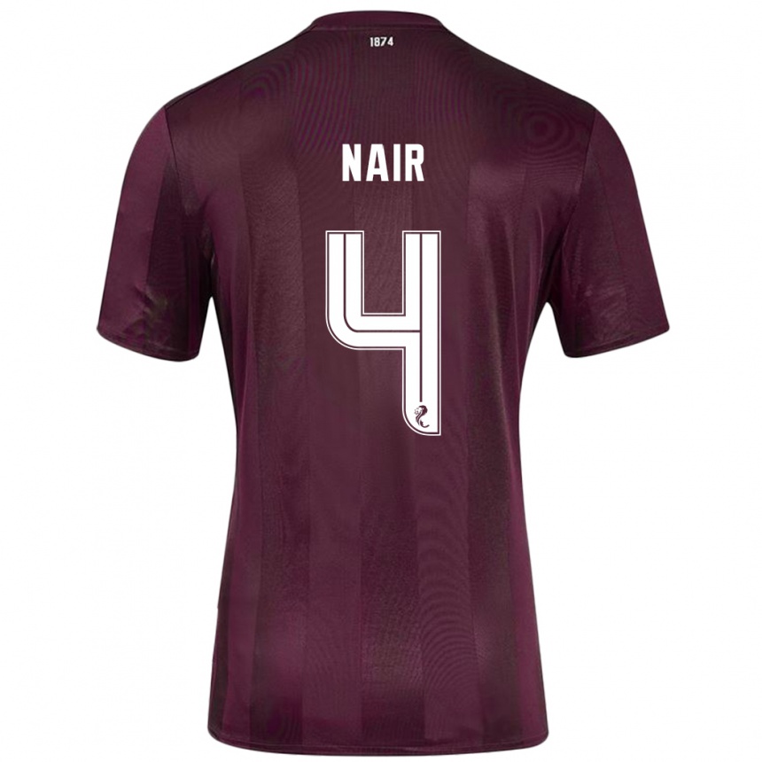 Niño Fútbol Camiseta Kenzi Nair #4 Borgoña 1ª Equipación 2024/25 Perú