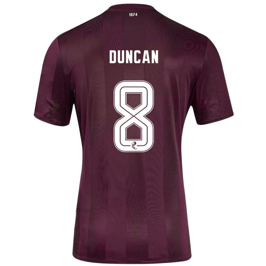 Niño Fútbol Camiseta Ryan Duncan #8 Borgoña 1ª Equipación 2024/25 Perú