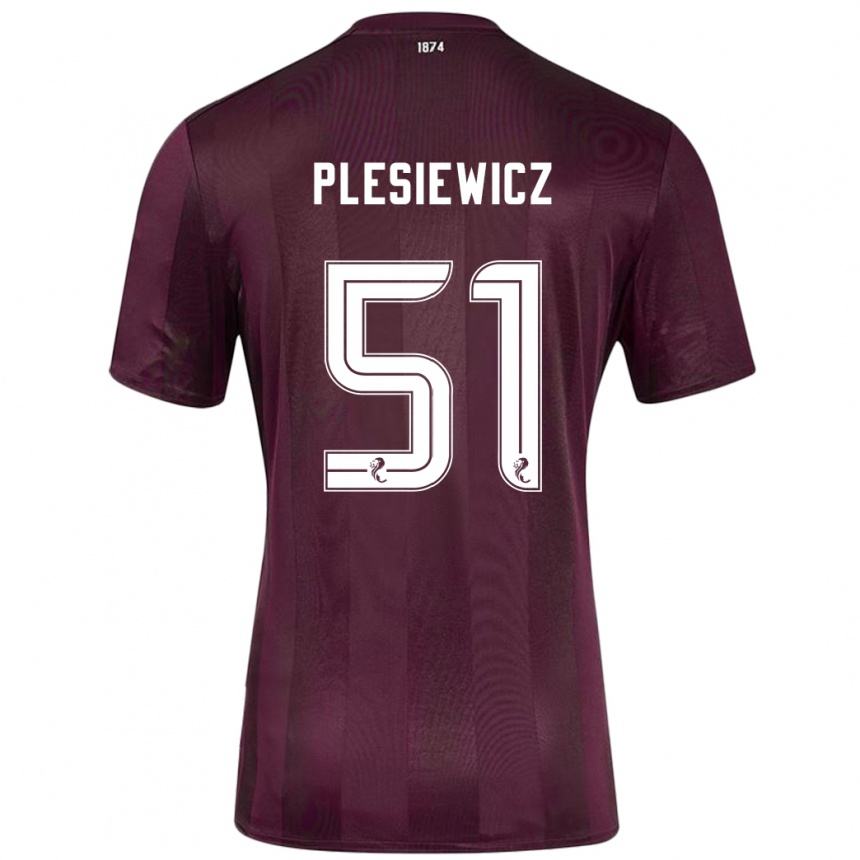 Niño Fútbol Camiseta Szymon Plesiewicz #51 Borgoña 1ª Equipación 2024/25 Perú