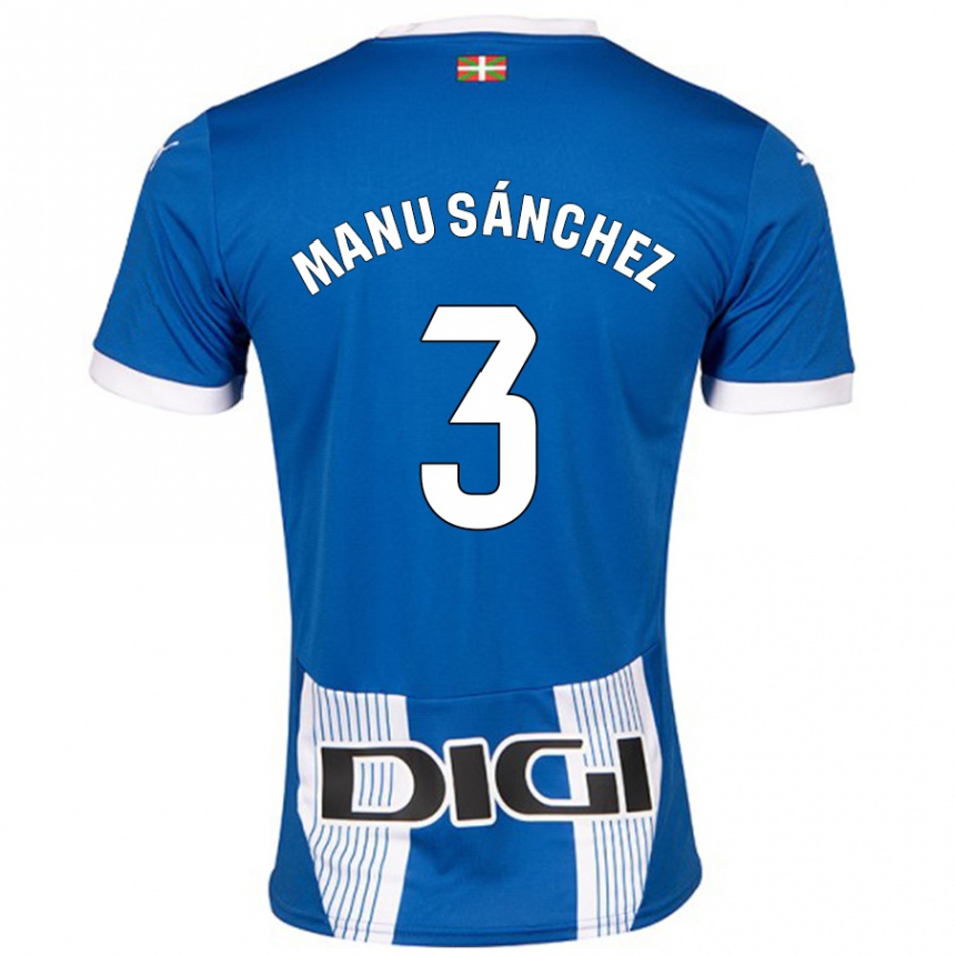 Niño Fútbol Camiseta Manu Sanchez #3 Azul 1ª Equipación 2024/25 Perú