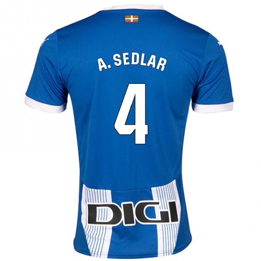 Niño Fútbol Camiseta Aleksandar Sedlar #4 Azul 1ª Equipación 2024/25 Perú