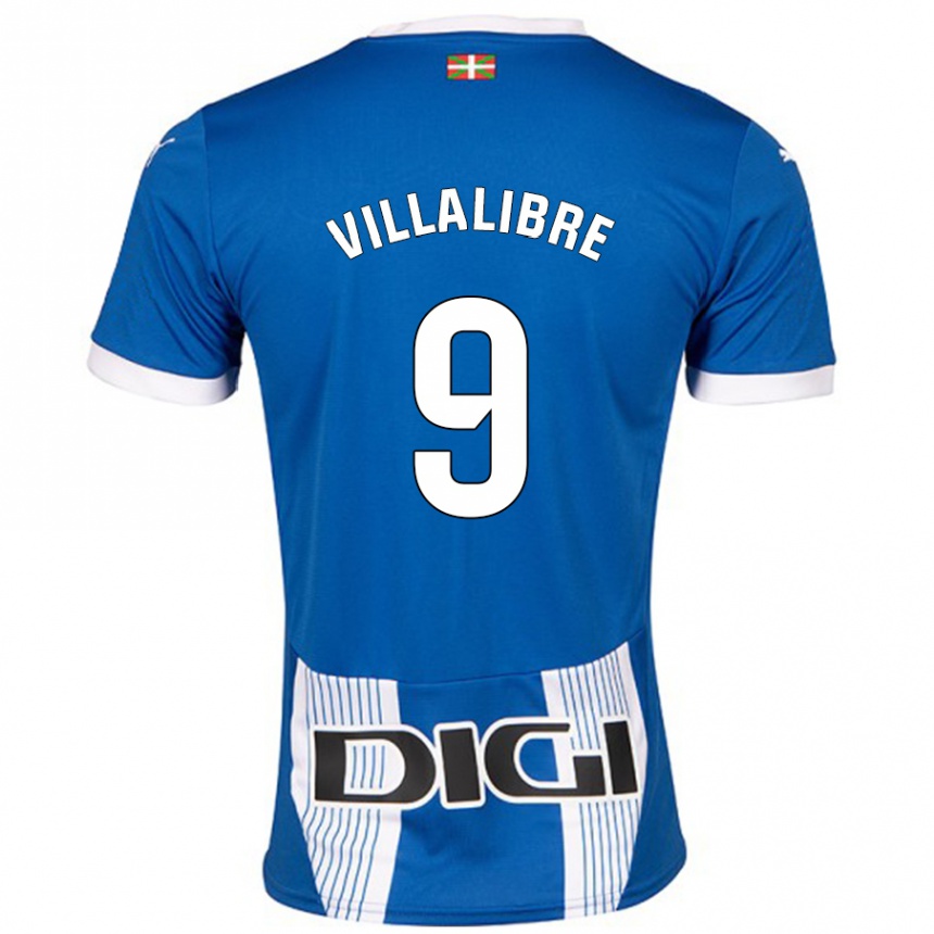 Niño Fútbol Camiseta Asier Villalibre #9 Azul 1ª Equipación 2024/25 Perú