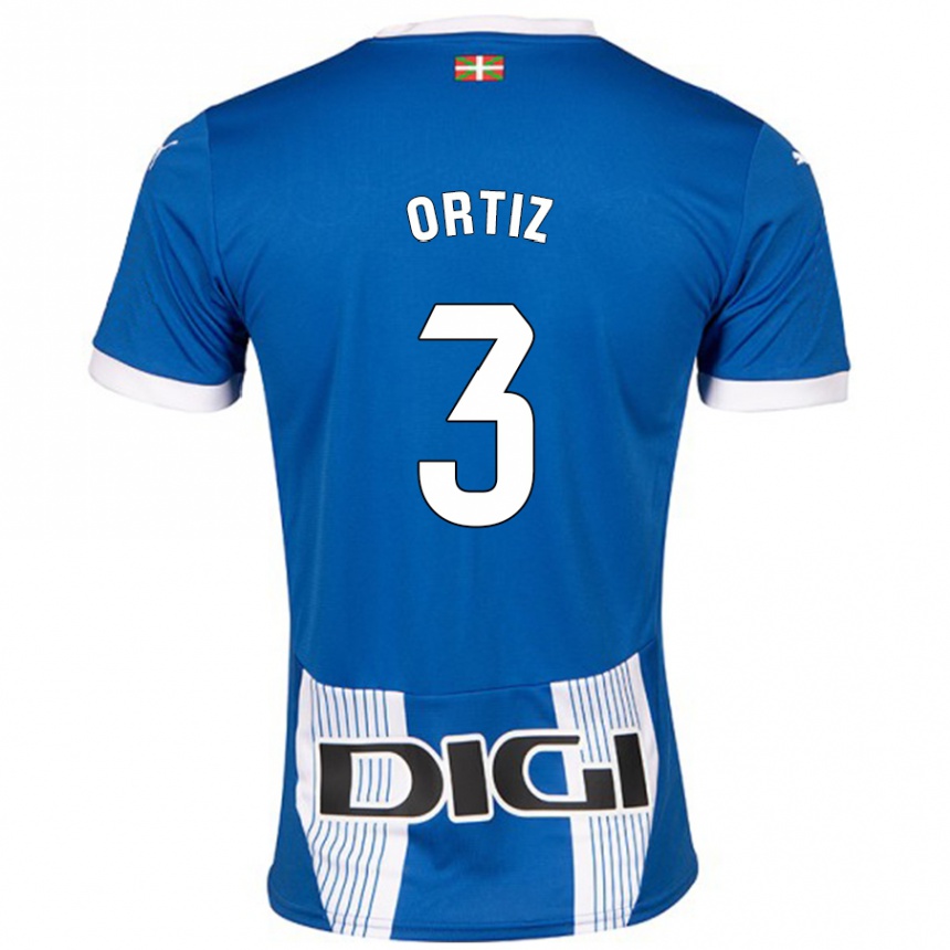 Niño Fútbol Camiseta Eneko Ortiz #3 Azul 1ª Equipación 2024/25 Perú