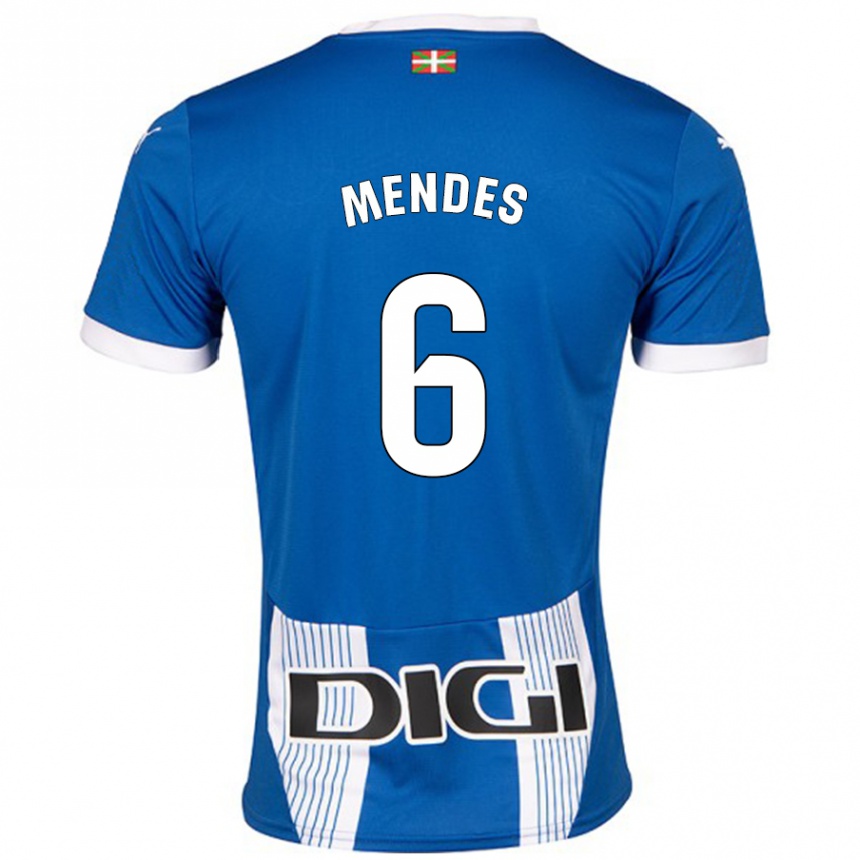 Niño Fútbol Camiseta Tomás Mendes #6 Azul 1ª Equipación 2024/25 Perú