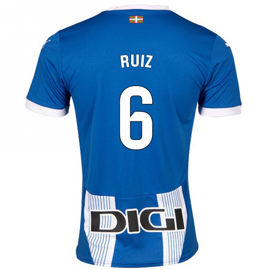 Niño Fútbol Camiseta Markel Ruiz #6 Azul 1ª Equipación 2024/25 Perú