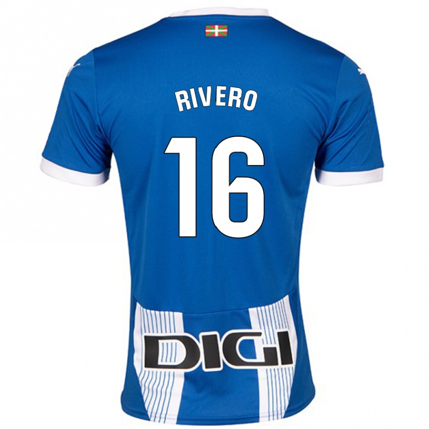 Niño Fútbol Camiseta Almudena Rivero #16 Azul 1ª Equipación 2024/25 Perú