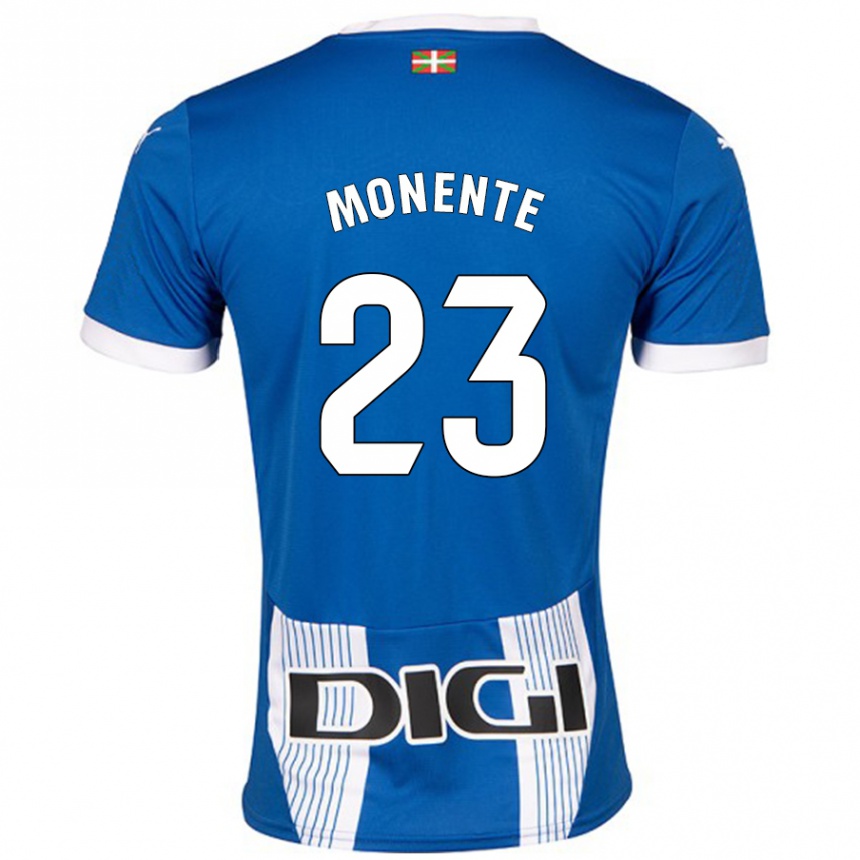 Niño Fútbol Camiseta Leyre Monente #23 Azul 1ª Equipación 2024/25 Perú