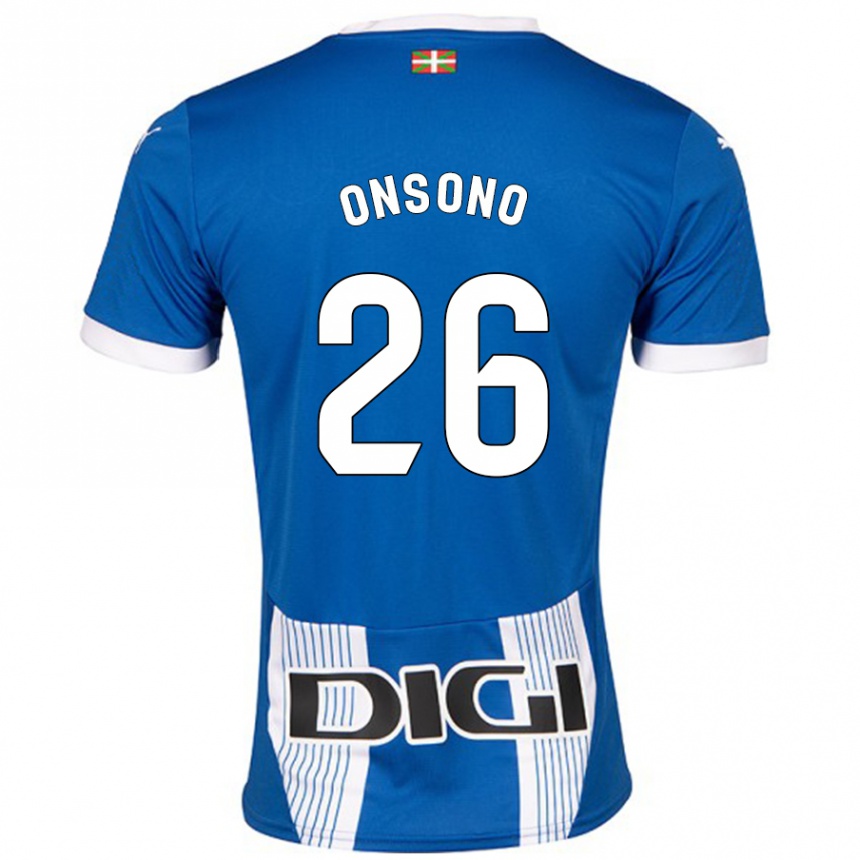 Niño Fútbol Camiseta Lorea Onsoño #26 Azul 1ª Equipación 2024/25 Perú