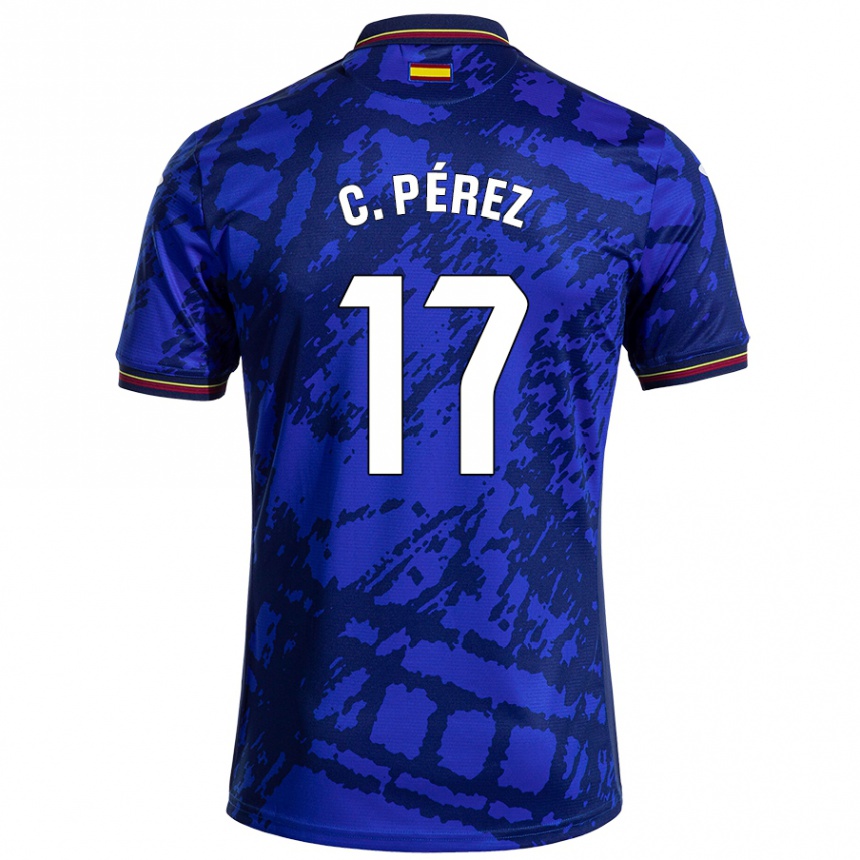 Niño Fútbol Camiseta Carles Perez #17 Azul Más Oscuro 1ª Equipación 2024/25 Perú