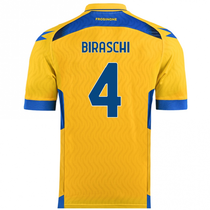 Niño Fútbol Camiseta Davide Biraschi #4 Amarillo 1ª Equipación 2024/25 Perú