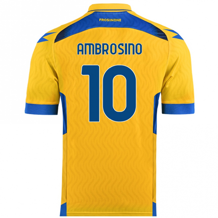 Niño Fútbol Camiseta Giuseppe Ambrosino #10 Amarillo 1ª Equipación 2024/25 Perú