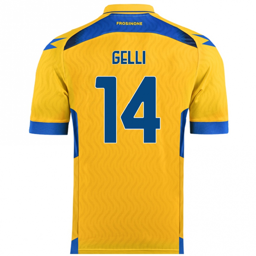 Niño Fútbol Camiseta Francesco Gelli #14 Amarillo 1ª Equipación 2024/25 Perú