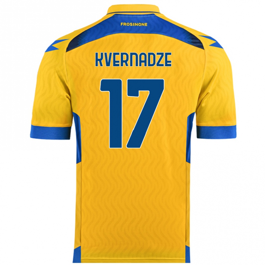 Niño Fútbol Camiseta Giorgi Kvernadze #17 Amarillo 1ª Equipación 2024/25 Perú