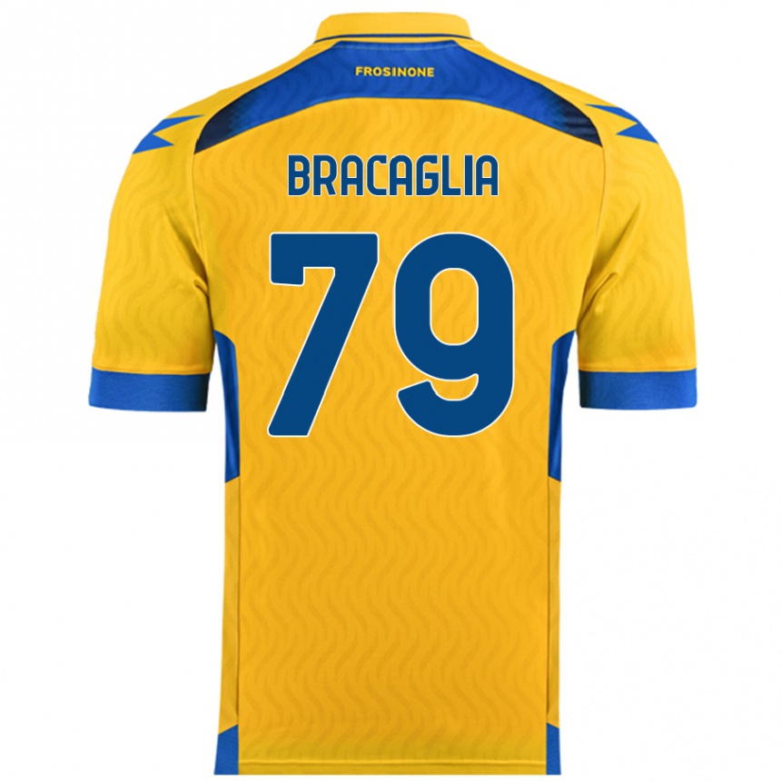 Niño Fútbol Camiseta Gabriele Bracaglia #79 Amarillo 1ª Equipación 2024/25 Perú