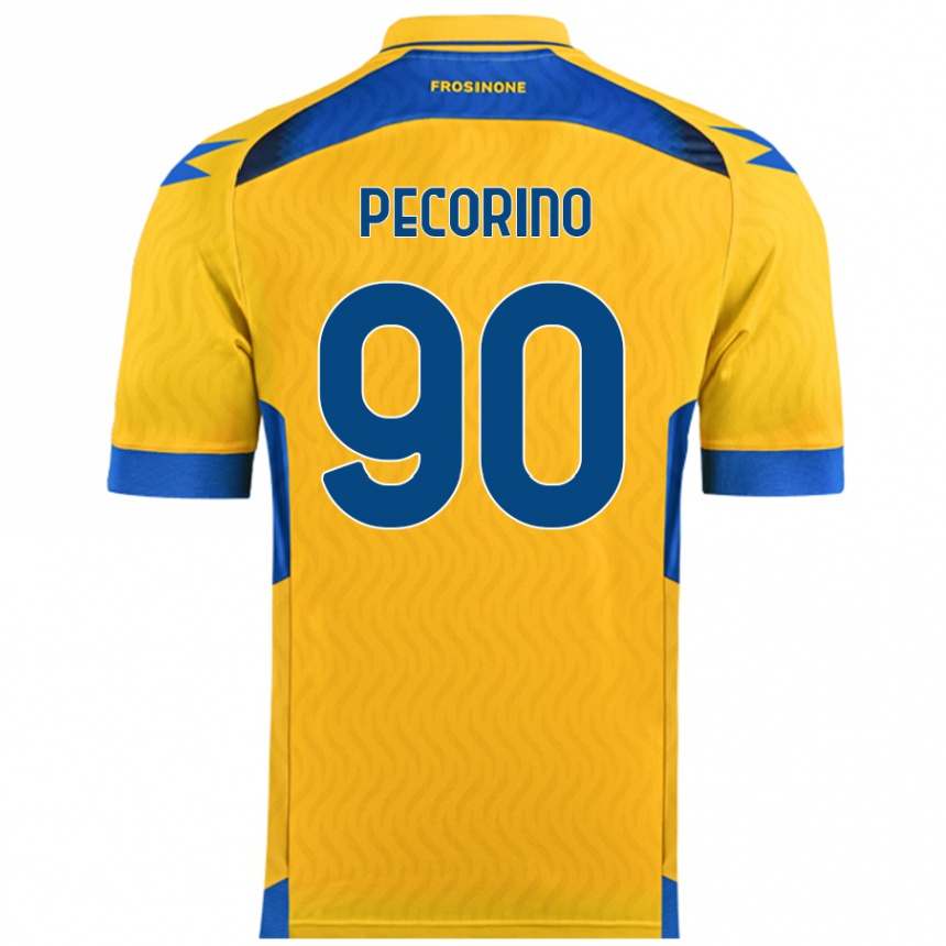 Niño Fútbol Camiseta Emanuele Pecorino #90 Amarillo 1ª Equipación 2024/25 Perú