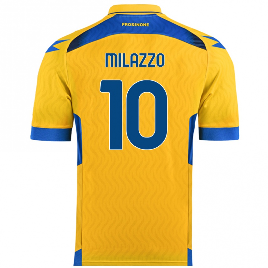 Niño Fútbol Camiseta Simone Milazzo #10 Amarillo 1ª Equipación 2024/25 Perú