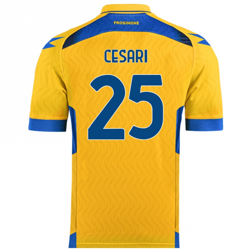 Niño Fútbol Camiseta Nicolò Cesari #25 Amarillo 1ª Equipación 2024/25 Perú