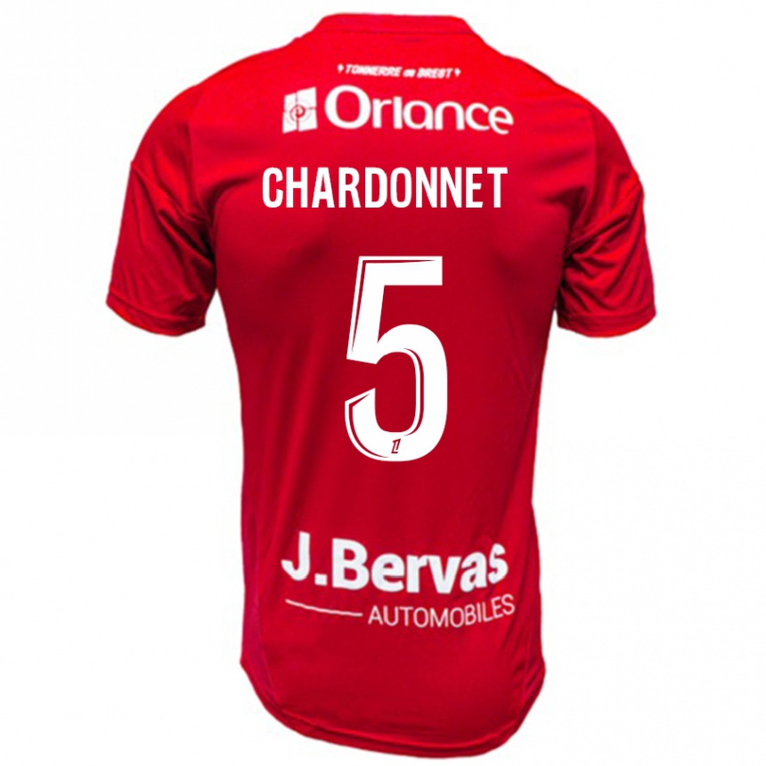 Niño Fútbol Camiseta Brendan Chardonnet #5 Rojo Blanco 1ª Equipación 2024/25 Perú