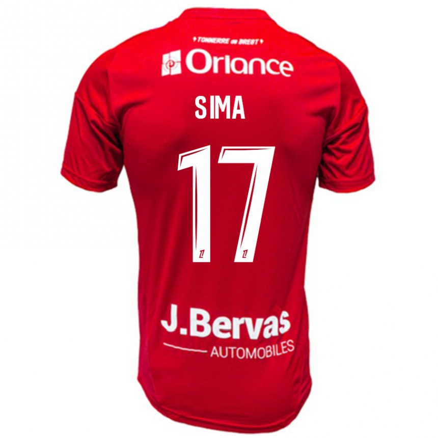 Niño Fútbol Camiseta Abdallah Sima #17 Rojo Blanco 1ª Equipación 2024/25 Perú