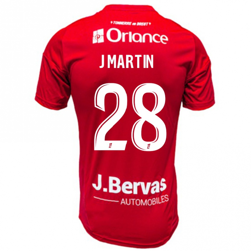 Niño Fútbol Camiseta Jonas Martin #28 Rojo Blanco 1ª Equipación 2024/25 Perú