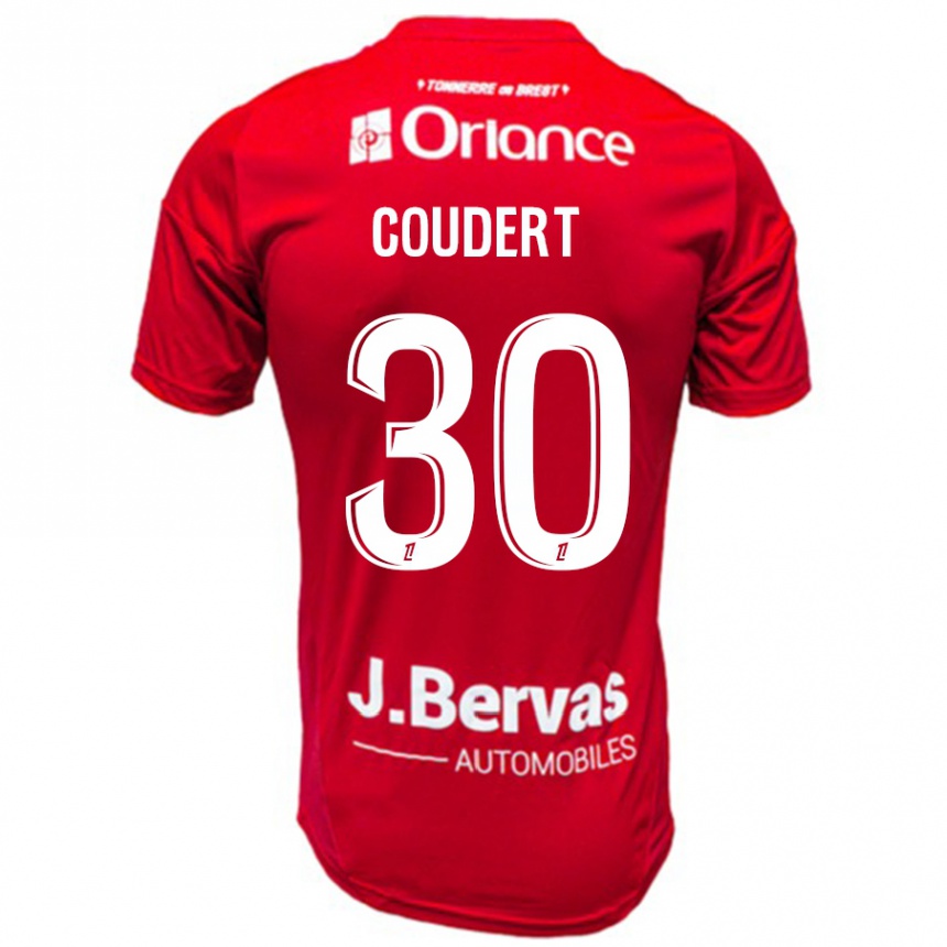 Niño Fútbol Camiseta Grégoire Coudert #30 Rojo Blanco 1ª Equipación 2024/25 Perú