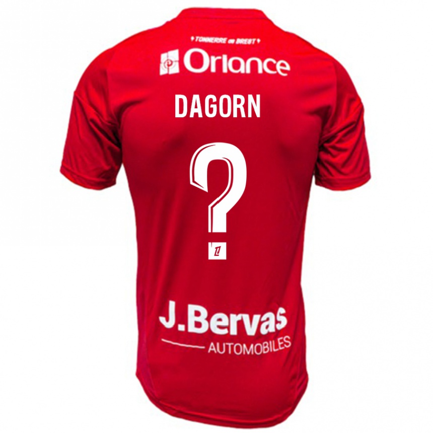 Niño Fútbol Camiseta Maxime Dagorn #0 Rojo Blanco 1ª Equipación 2024/25 Perú