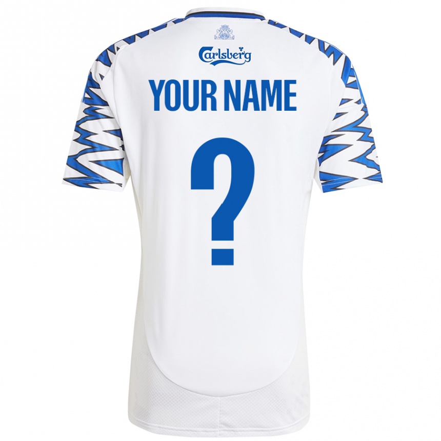 Niño Fútbol Camiseta Su Nombre #0 Blanco Azul Cielo 1ª Equipación 2024/25 Perú