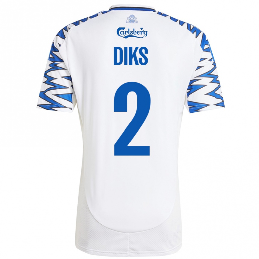 Niño Fútbol Camiseta Kevin Diks #2 Blanco Azul Cielo 1ª Equipación 2024/25 Perú