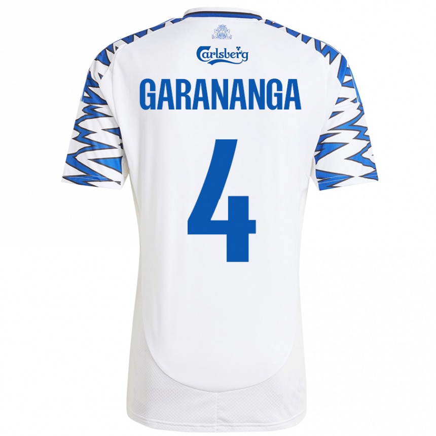 Niño Fútbol Camiseta Munashe Garananga #4 Blanco Azul Cielo 1ª Equipación 2024/25 Perú