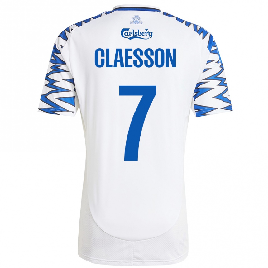 Niño Fútbol Camiseta Viktor Claesson #7 Blanco Azul Cielo 1ª Equipación 2024/25 Perú