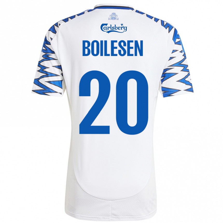 Niño Fútbol Camiseta Nicolai Boilesen #20 Blanco Azul Cielo 1ª Equipación 2024/25 Perú