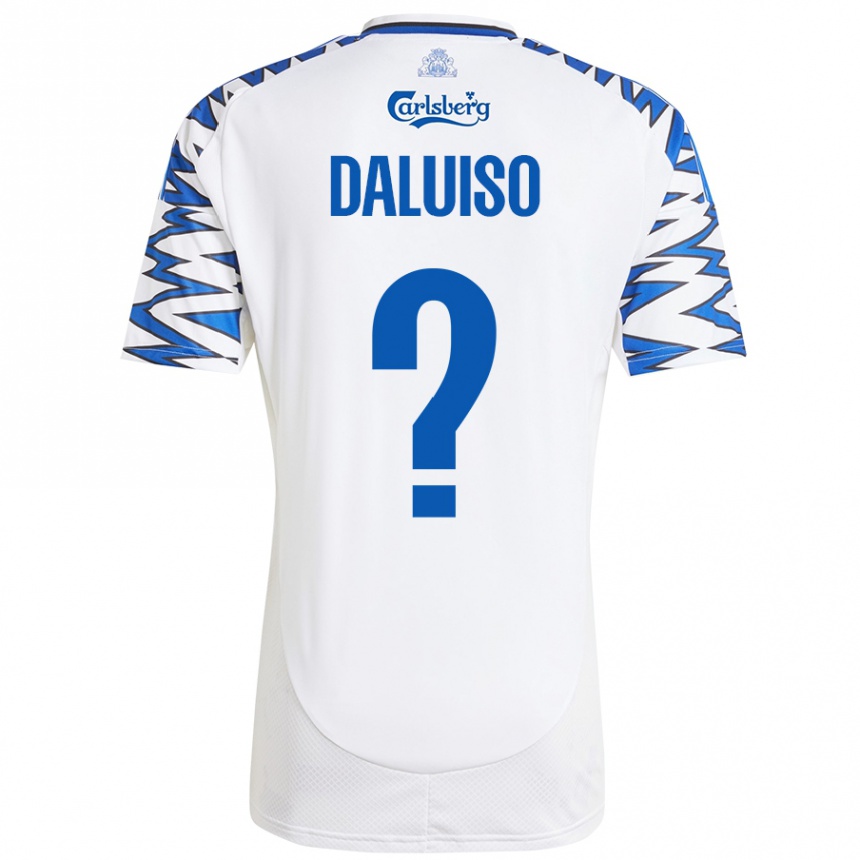 Niño Fútbol Camiseta Christoffer Daluiso #0 Blanco Azul Cielo 1ª Equipación 2024/25 Perú