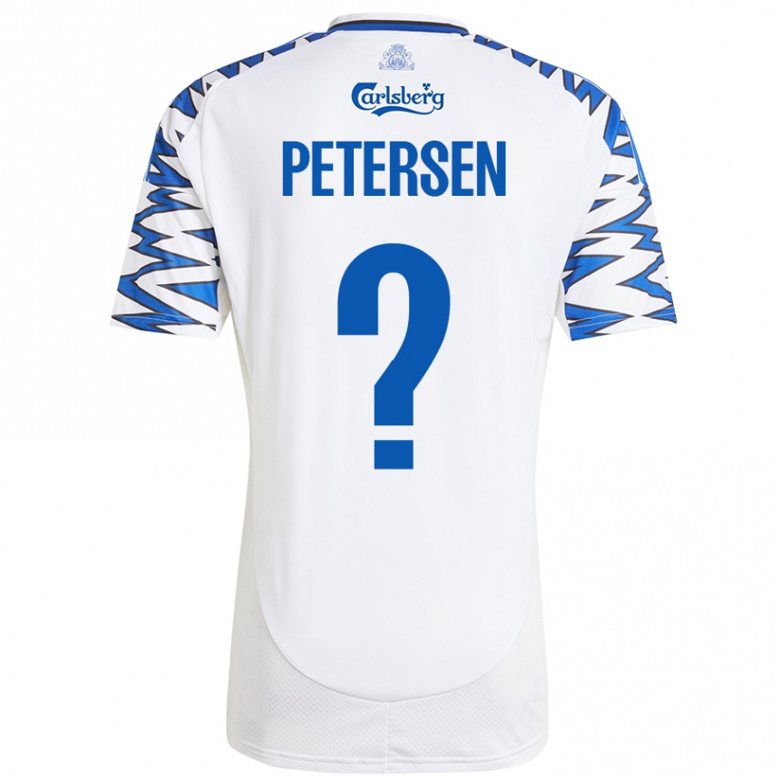 Niño Fútbol Camiseta Frederik Petersen #0 Blanco Azul Cielo 1ª Equipación 2024/25 Perú