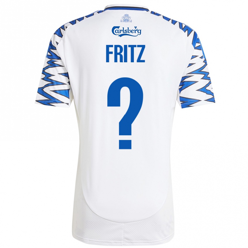 Niño Fútbol Camiseta Gustav Fritz #0 Blanco Azul Cielo 1ª Equipación 2024/25 Perú