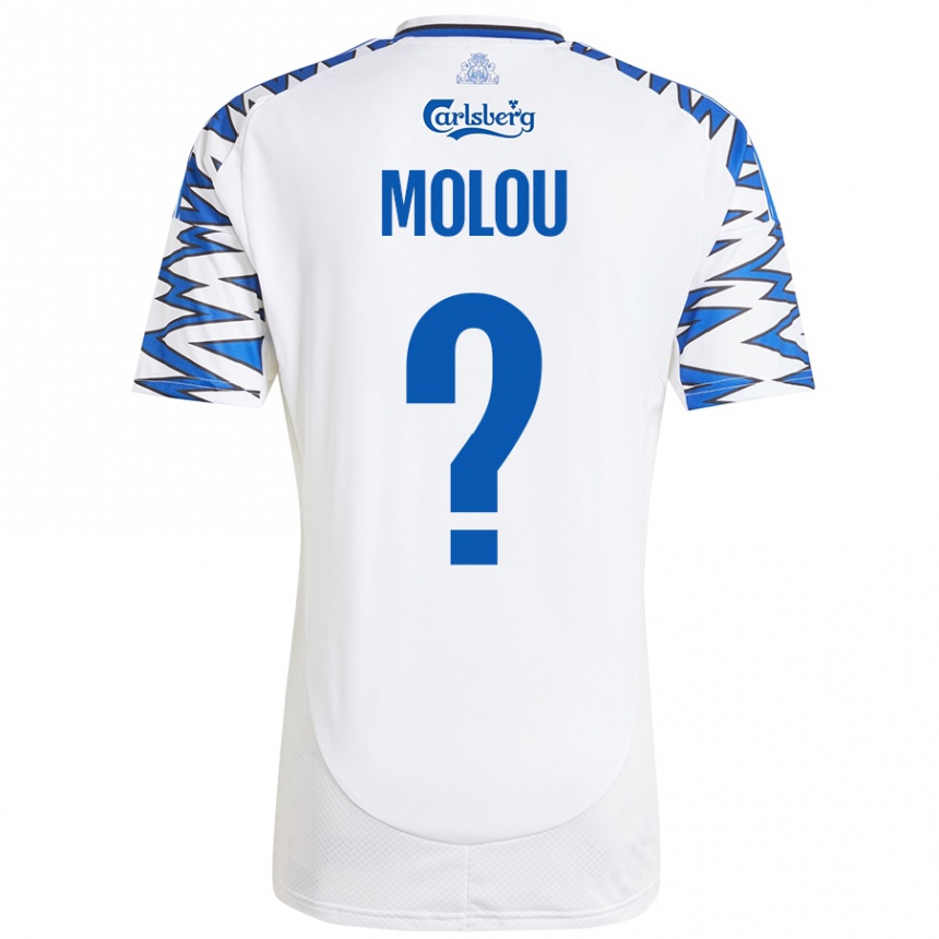 Niño Fútbol Camiseta Yvann Molou #0 Blanco Azul Cielo 1ª Equipación 2024/25 Perú