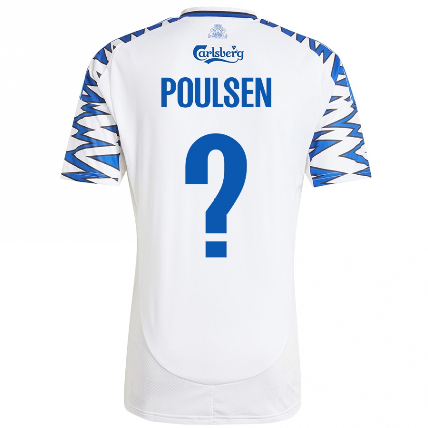 Niño Fútbol Camiseta Xander Poulsen #0 Blanco Azul Cielo 1ª Equipación 2024/25 Perú