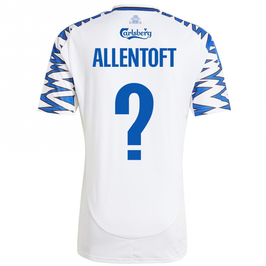 Niño Fútbol Camiseta Philip Allentoft #0 Blanco Azul Cielo 1ª Equipación 2024/25 Perú