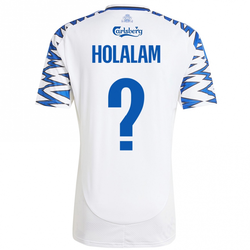 Niño Fútbol Camiseta Ishaq Holalam #0 Blanco Azul Cielo 1ª Equipación 2024/25 Perú