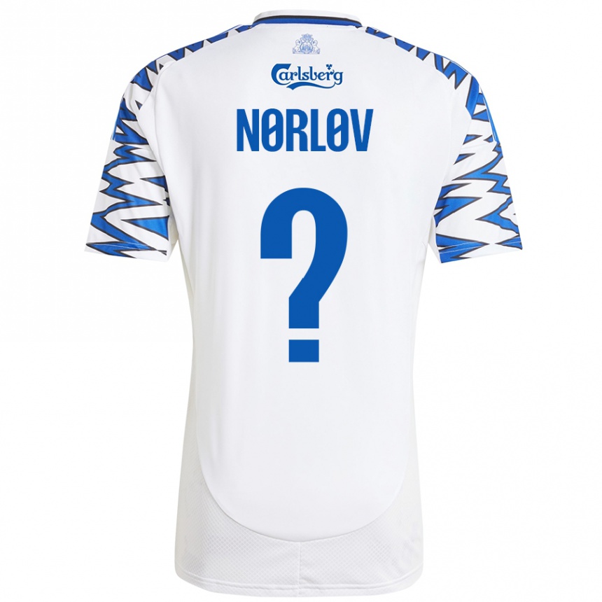 Niño Fútbol Camiseta William Nørløv #0 Blanco Azul Cielo 1ª Equipación 2024/25 Perú