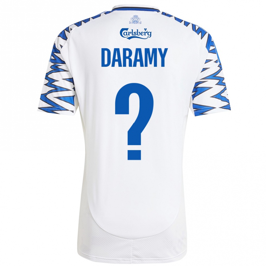 Niño Fútbol Camiseta Abdul Daramy #0 Blanco Azul Cielo 1ª Equipación 2024/25 Perú