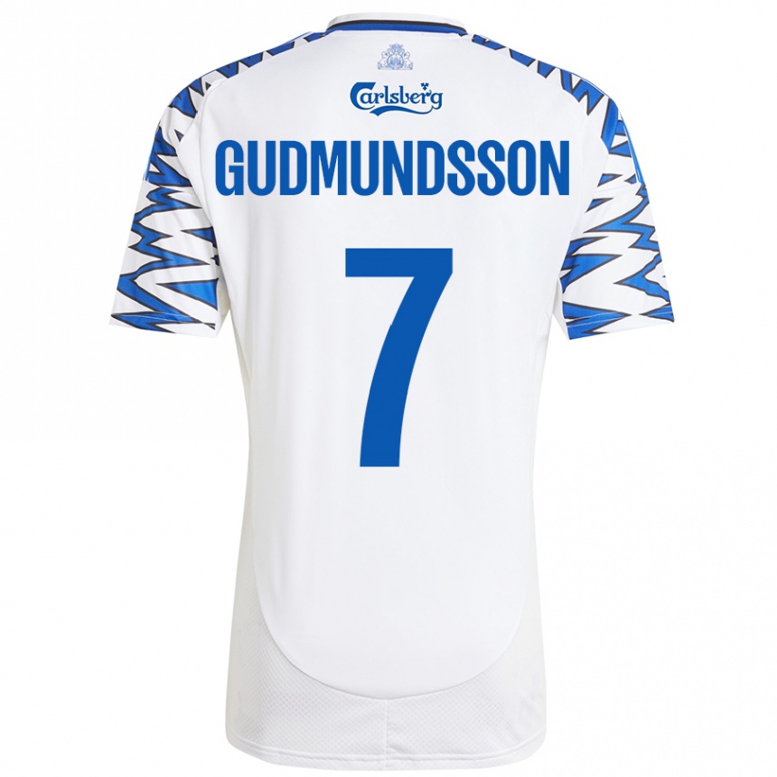 Niño Fútbol Camiseta Galdur Gudmundsson #7 Blanco Azul Cielo 1ª Equipación 2024/25 Perú