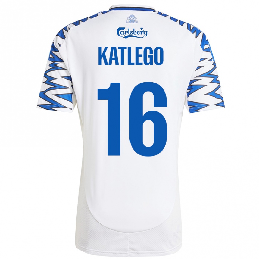 Niño Fútbol Camiseta David Katlego #16 Blanco Azul Cielo 1ª Equipación 2024/25 Perú