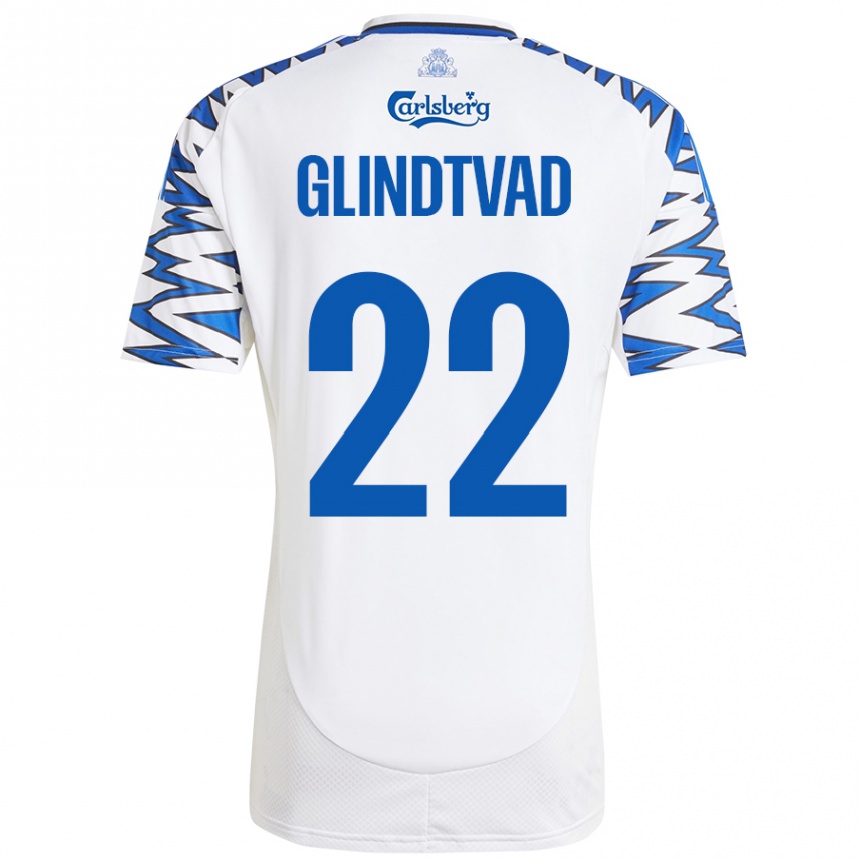 Niño Fútbol Camiseta William Glindtvad #22 Blanco Azul Cielo 1ª Equipación 2024/25 Perú