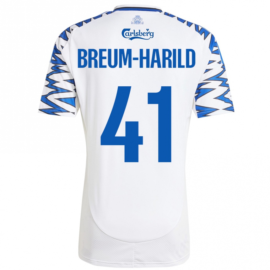 Niño Fútbol Camiseta Tobias Breum-Harild #41 Blanco Azul Cielo 1ª Equipación 2024/25 Perú