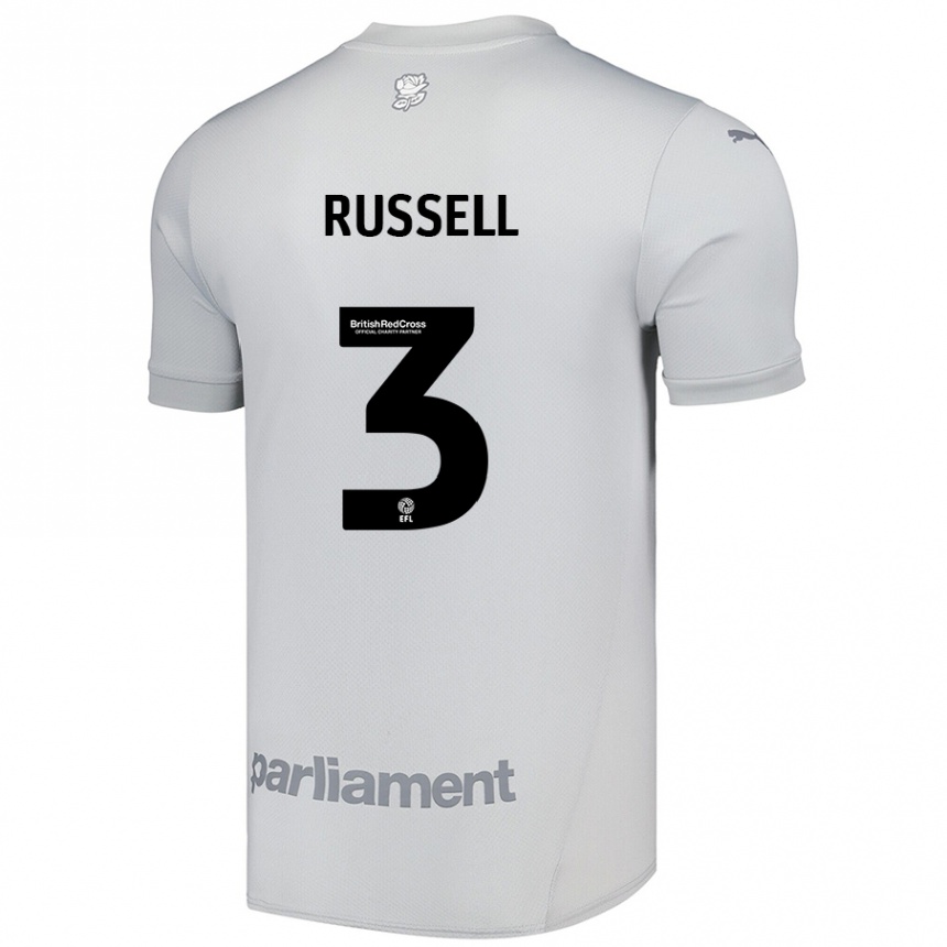 Niño Fútbol Camiseta Jon Russell #3 Gris Plata 2ª Equipación 2024/25 Perú