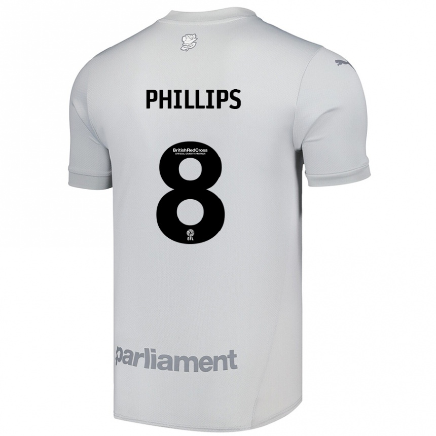 Niño Fútbol Camiseta Adam Phillips #8 Gris Plata 2ª Equipación 2024/25 Perú